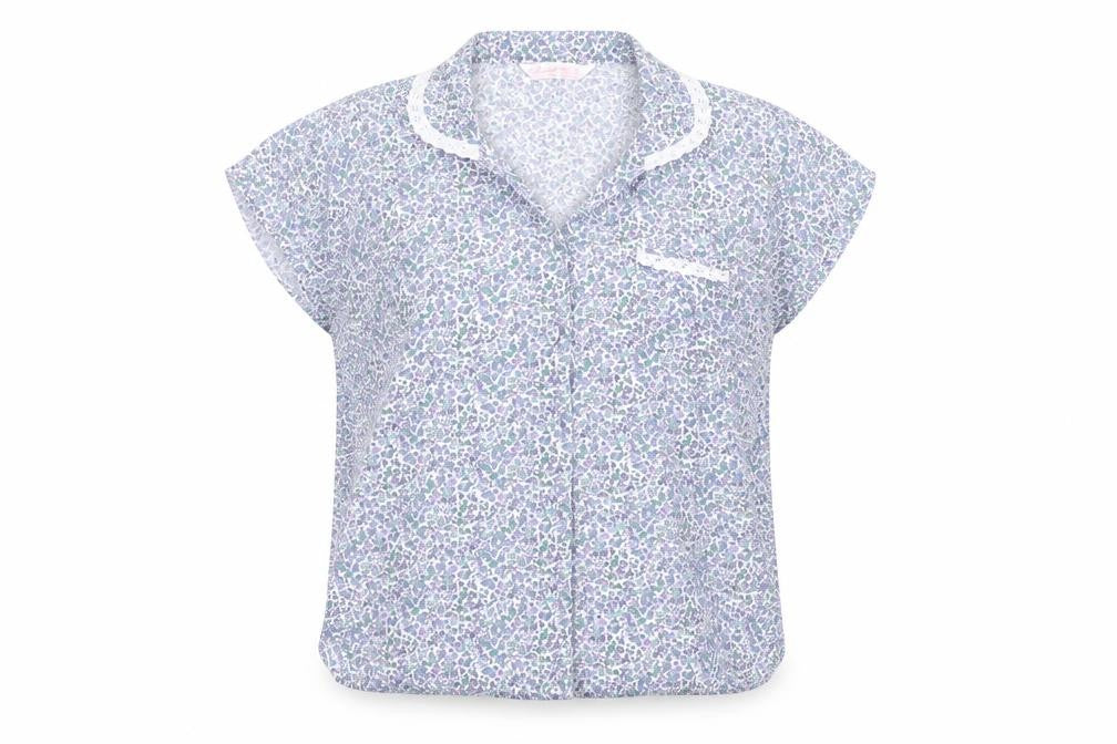 Secret Womens Blue Floral  Basic Button-Up Size S