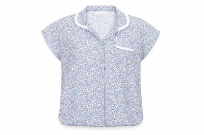 Secret Womens Blue Floral  Basic Button-Up Size S