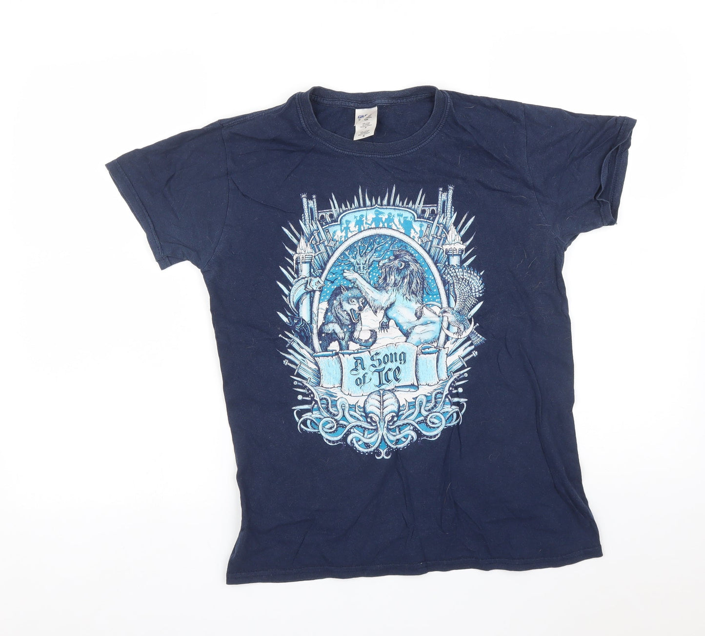 Gildan Mens Blue    T-Shirt Size S