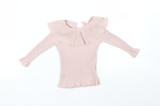 Preworn Girls Pink Striped  Basic T-Shirt