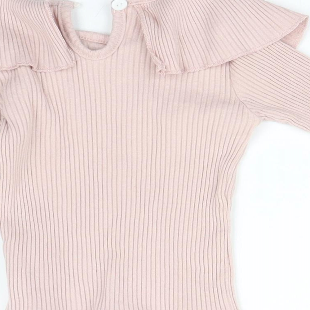 Preworn Girls Pink Striped  Basic T-Shirt