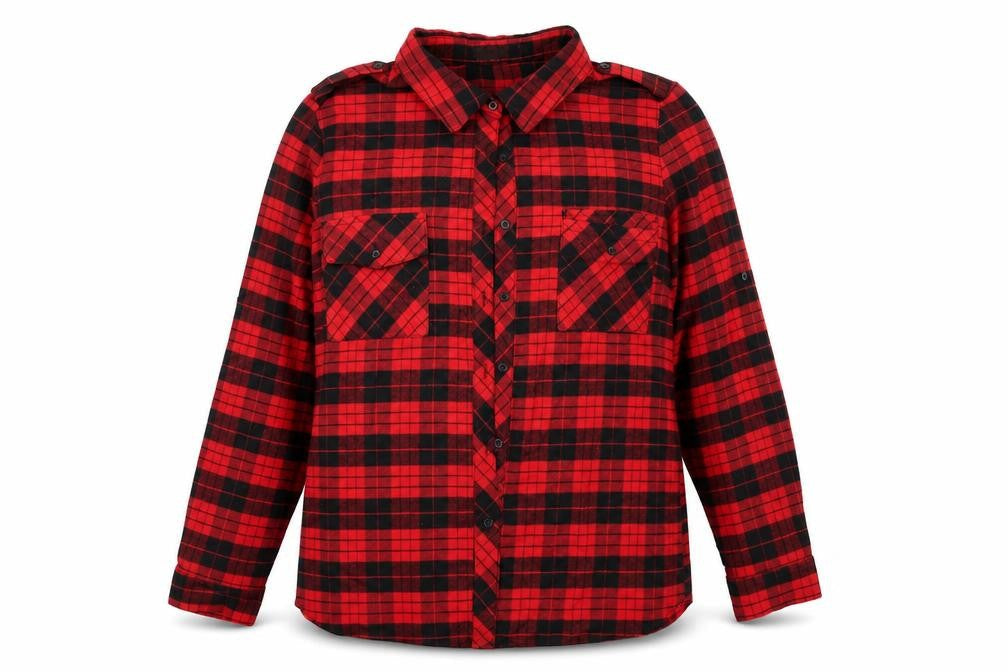 Allegra K Womens Red Check  Basic Button-Up Size XL