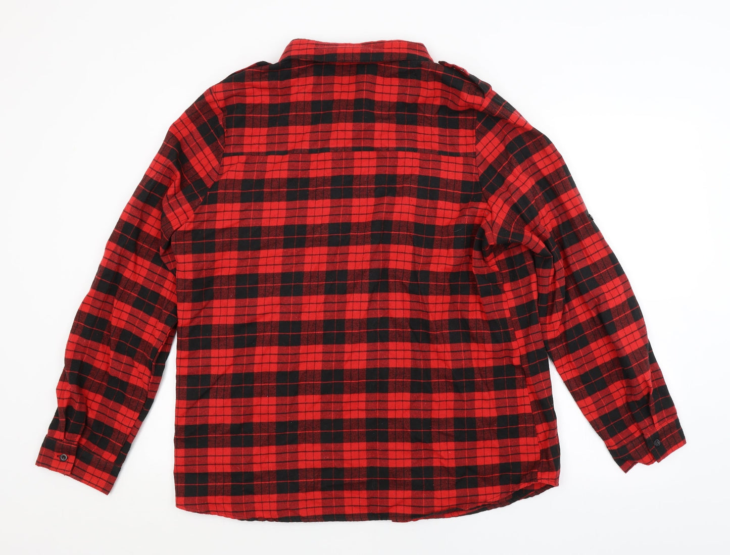 Allegra K Womens Red Check  Basic Button-Up Size XL