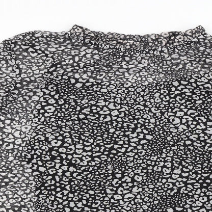 Preloved Preworn Womens Black Animal Print  Basic Blouse Size 14 - Detail