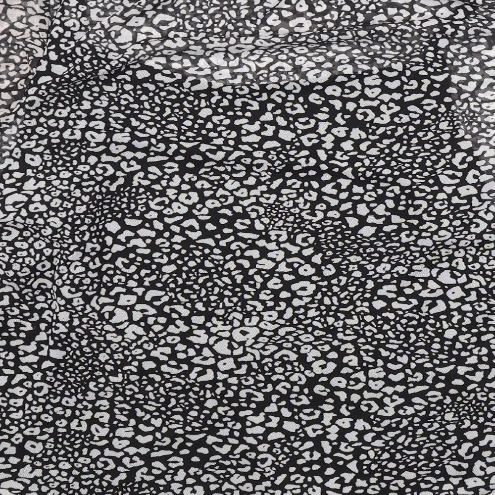 Preworn Womens Black Animal Print  Basic Blouse Size 14
