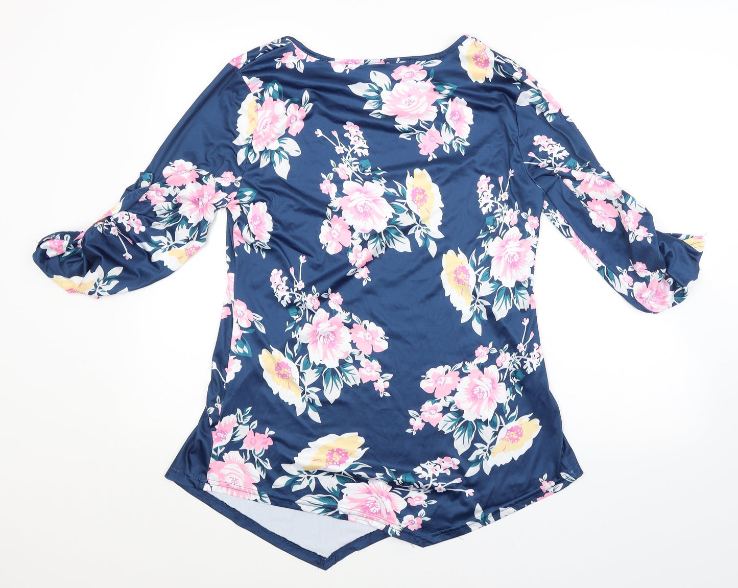Preworn Womens Blue Floral  Basic Blouse Size L