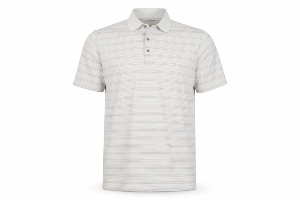 Kirkland Mens White Striped   Polo Size L