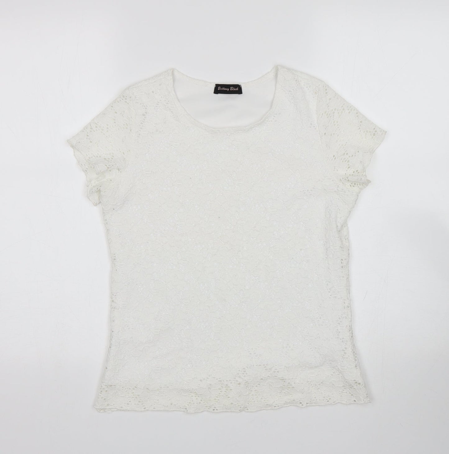 Brittany Black Womens White Floral  Basic Blouse Size S