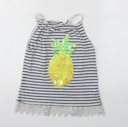 Preloved Matalan Girls Multicoloured Striped  Camisole Blouse Size 9 Years - Front