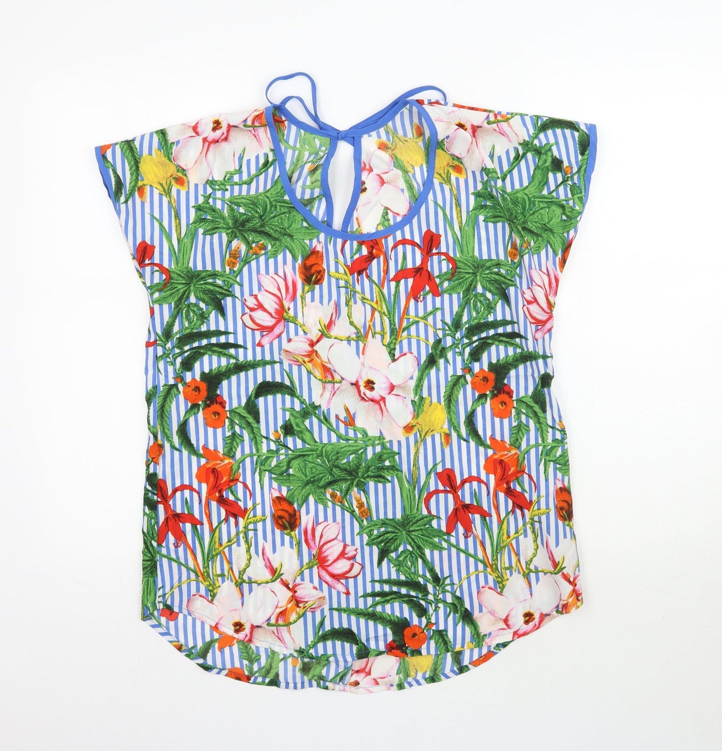 Pep & Co Womens Multicoloured Floral  Basic Blouse Size 10  - Striped & Floral Print