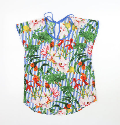 Pep&Co Womens Multicoloured Floral  Basic Blouse Size 10  - Striped & Floral Print