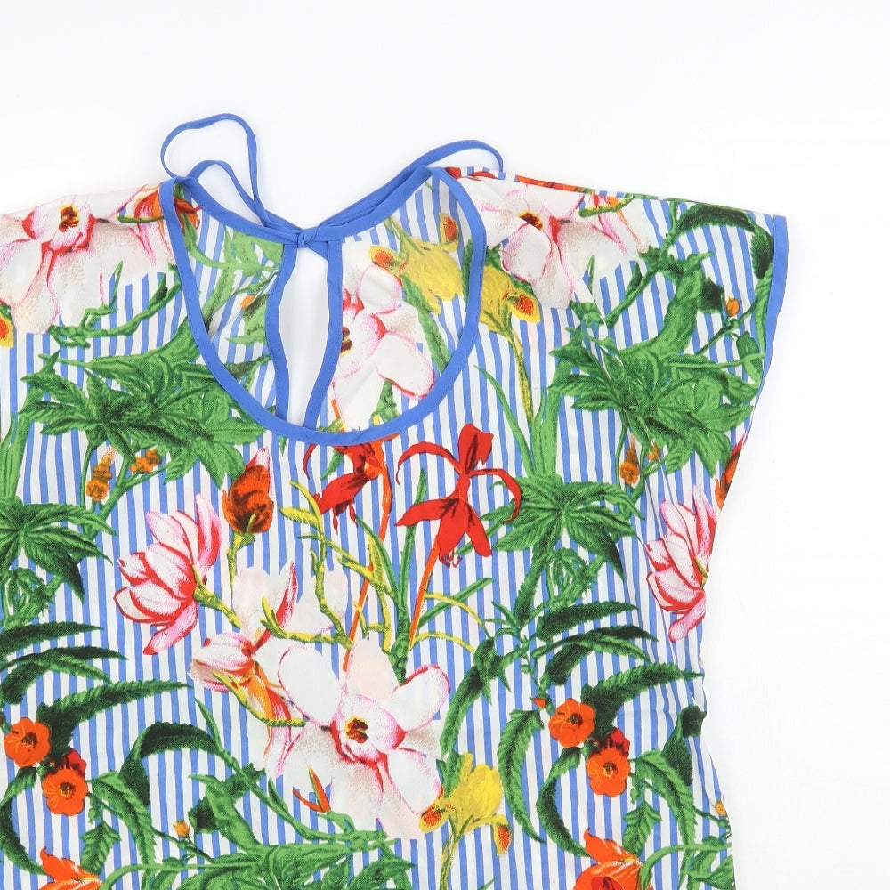 Pep & Co Womens Multicoloured Floral  Basic Blouse Size 10  - Striped & Floral Print
