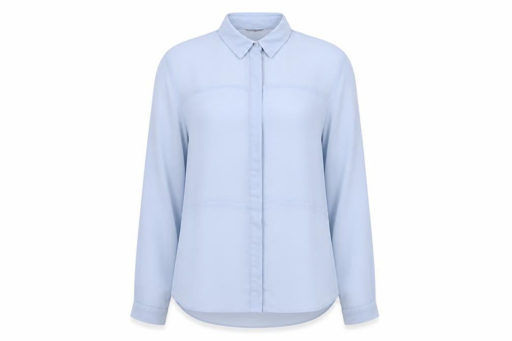 Topshop Womens Blue   Basic Button-Up Size 8  - Sheer fabric
