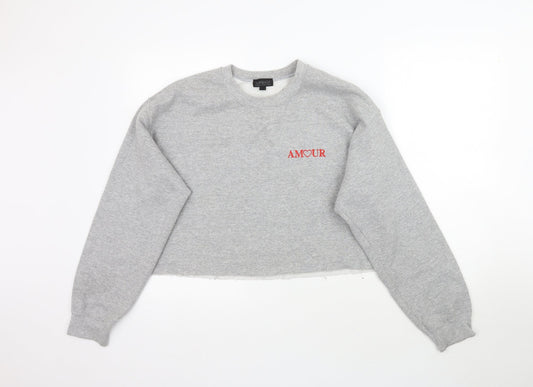 Topshop Womens Grey   Pullover Sweatshirt Size M  - Cropped Amour