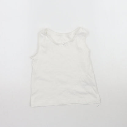 Nutmeg Girls White   Basic Tank Size 4-5 Years  - Vest