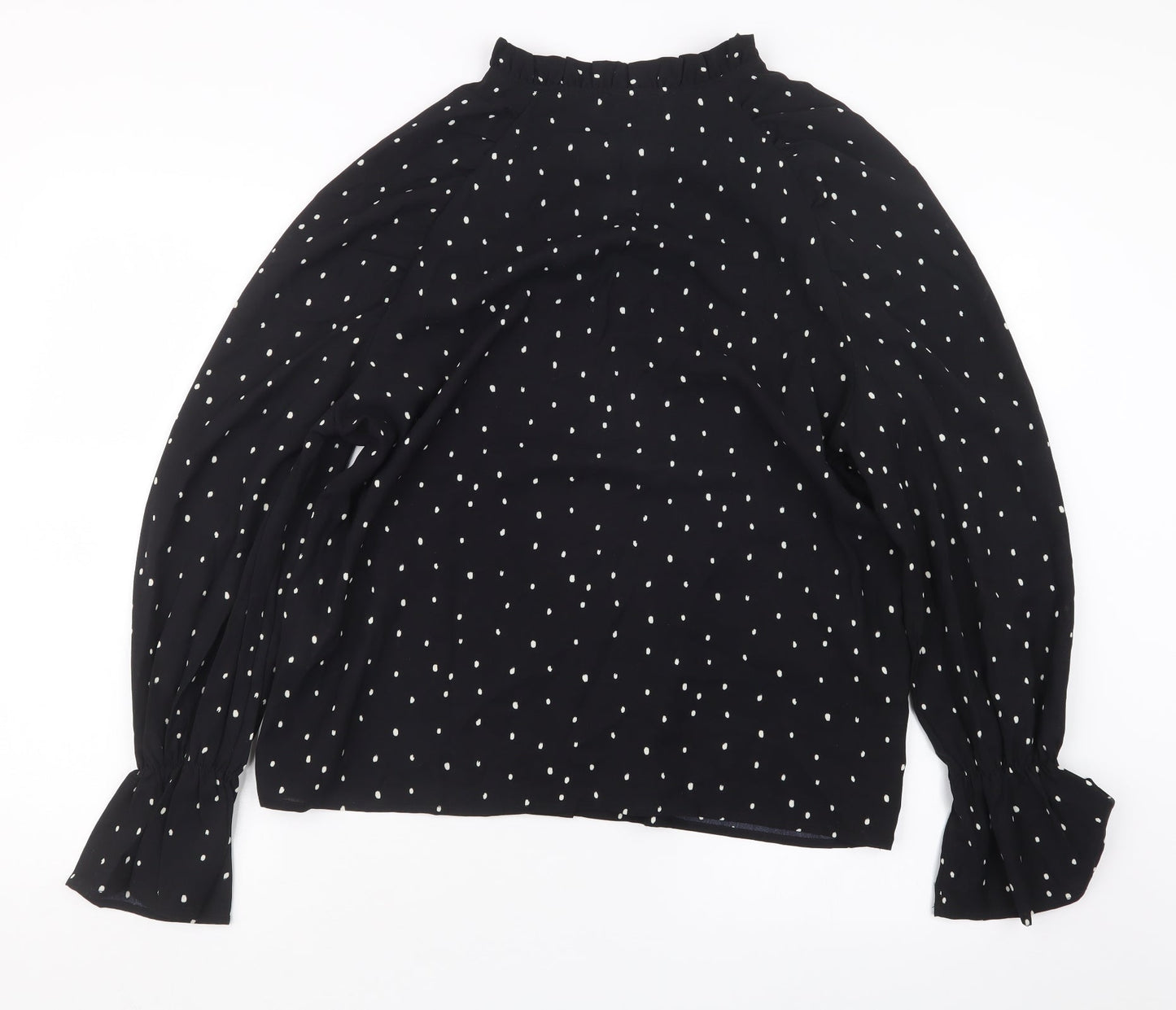 In the Style Womens Black Polka Dot  Basic Button-Up Size 10