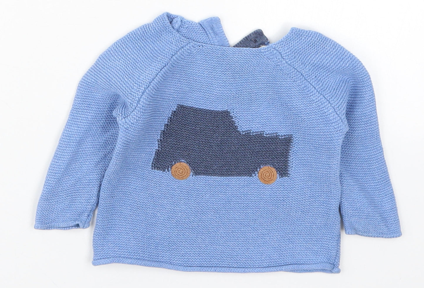 NEXT Boys Blue  Knit Pullover Jumper Size 3-6 Months  - Car