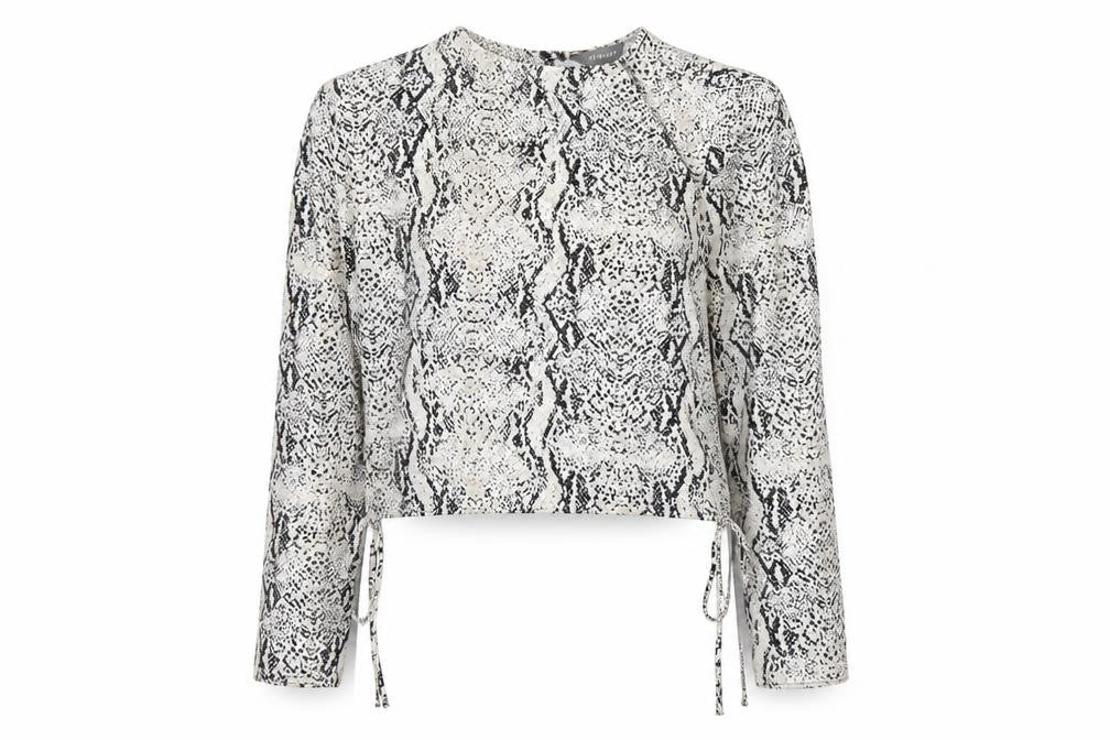 Primark Womens White Animal Print  Basic Blouse Size 8  - Shoulder Pads