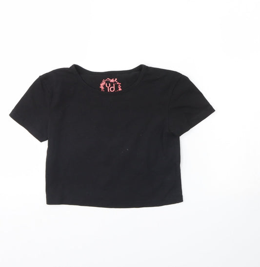 yd Girls Black   Cropped T-Shirt Size 11 Years