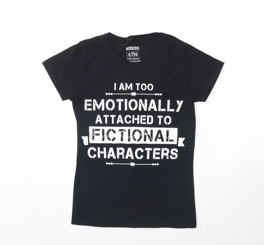 6tn Womens Black   Basic T-Shirt Size S  - Fictional characters