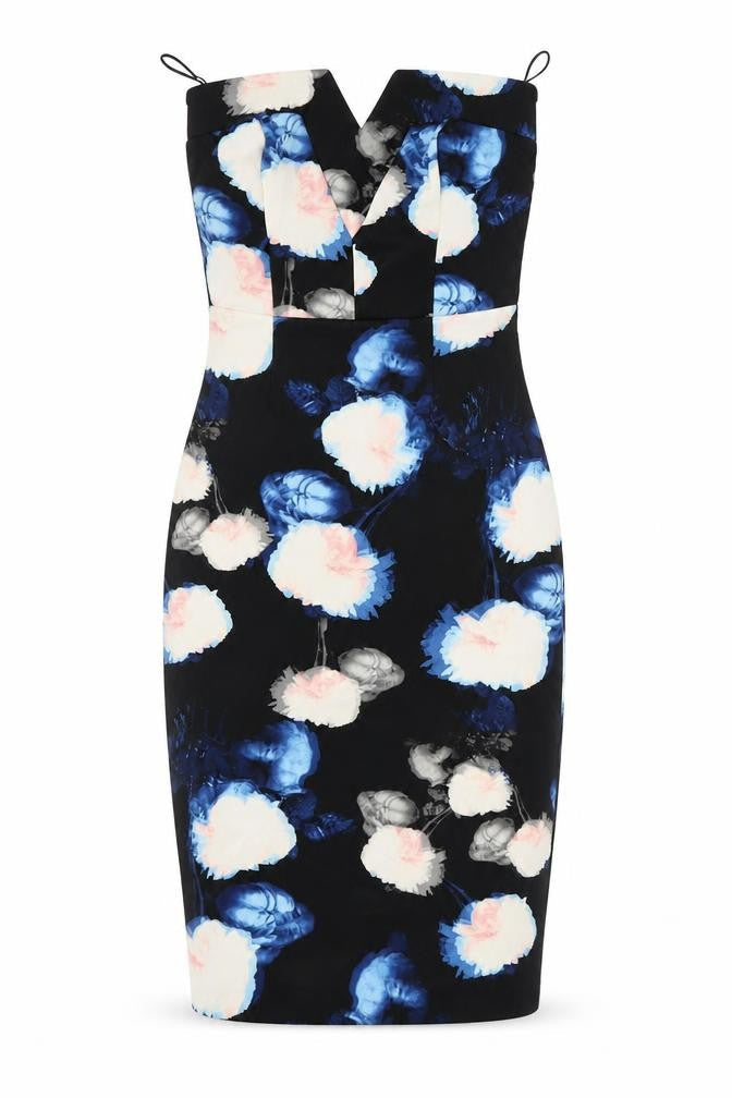 River Island Womens Black Floral  Bodycon  Size 8