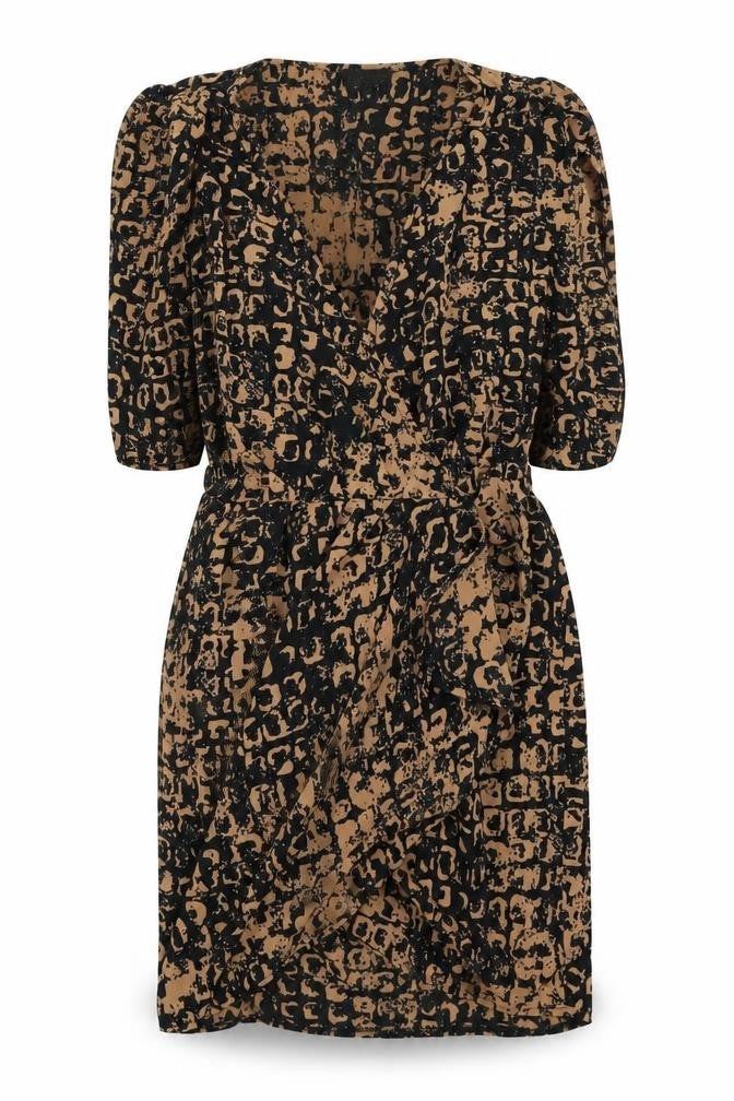 Topshop Womens Brown Geometric  Wrap Dress  Size 8