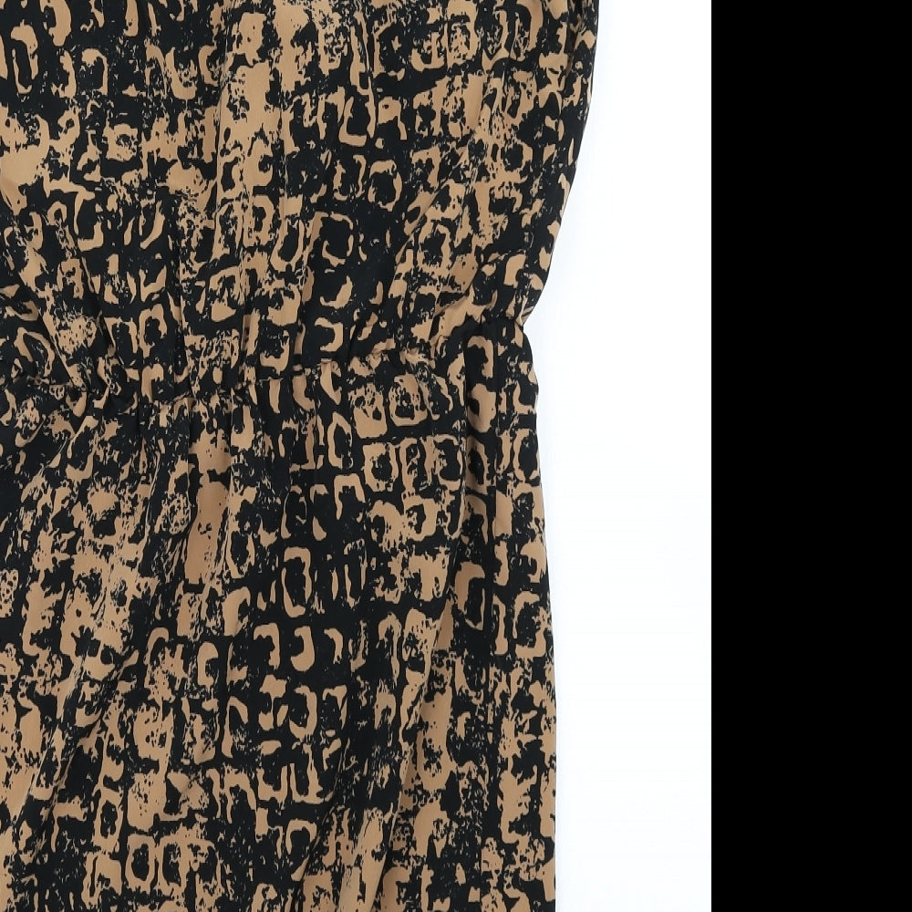 Topshop Womens Brown Geometric  Wrap Dress  Size 8