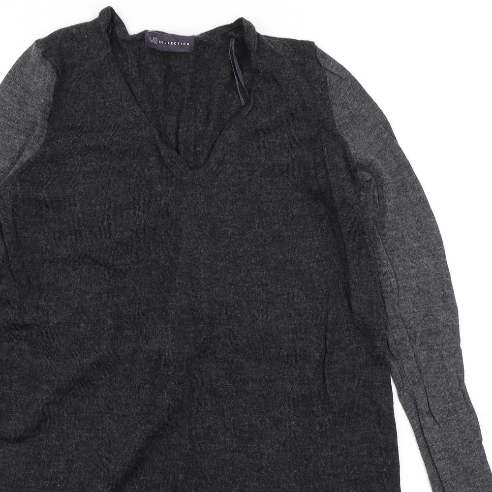 M&S Womens Grey  Knit Pullover Jumper Size 8