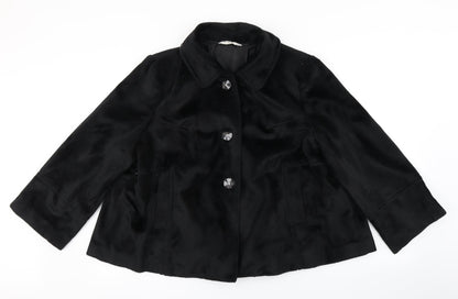 Editions Womens Black   Overcoat Coat Size 16