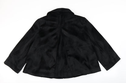 Editions Womens Black   Overcoat Coat Size 16