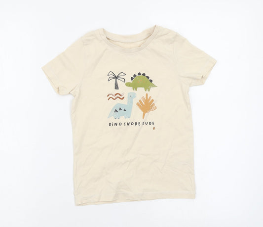 Asda George Boys Beige Animal Print  Basic T-Shirt Size 6-7 Years