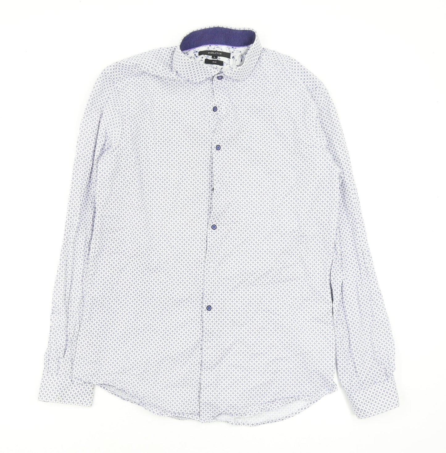 Politix Mens Multicoloured Geometric   Button-Up Size L
