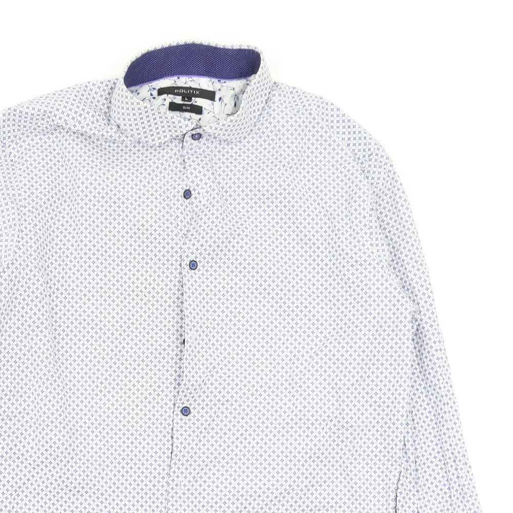 Politix Mens Multicoloured Geometric   Button-Up Size L
