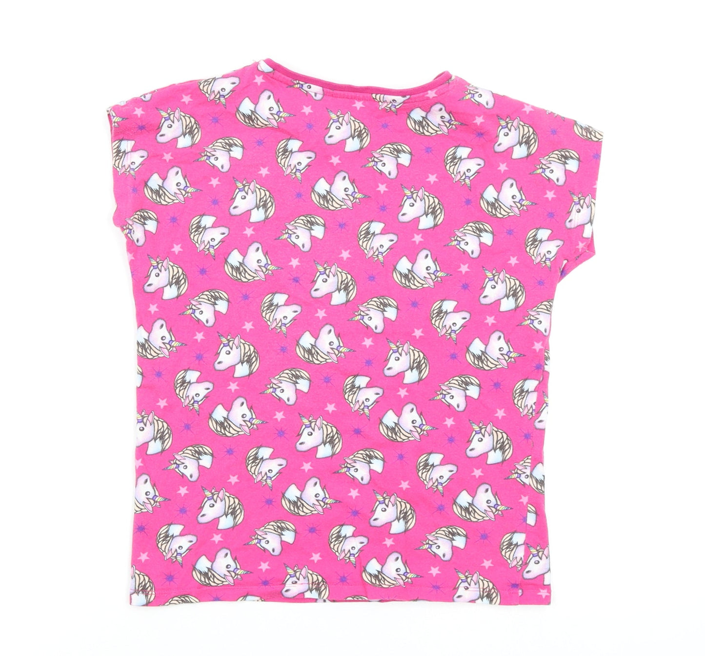Preworn Girls Pink Animal Print  Top Pyjama Top Size 8-9 Years