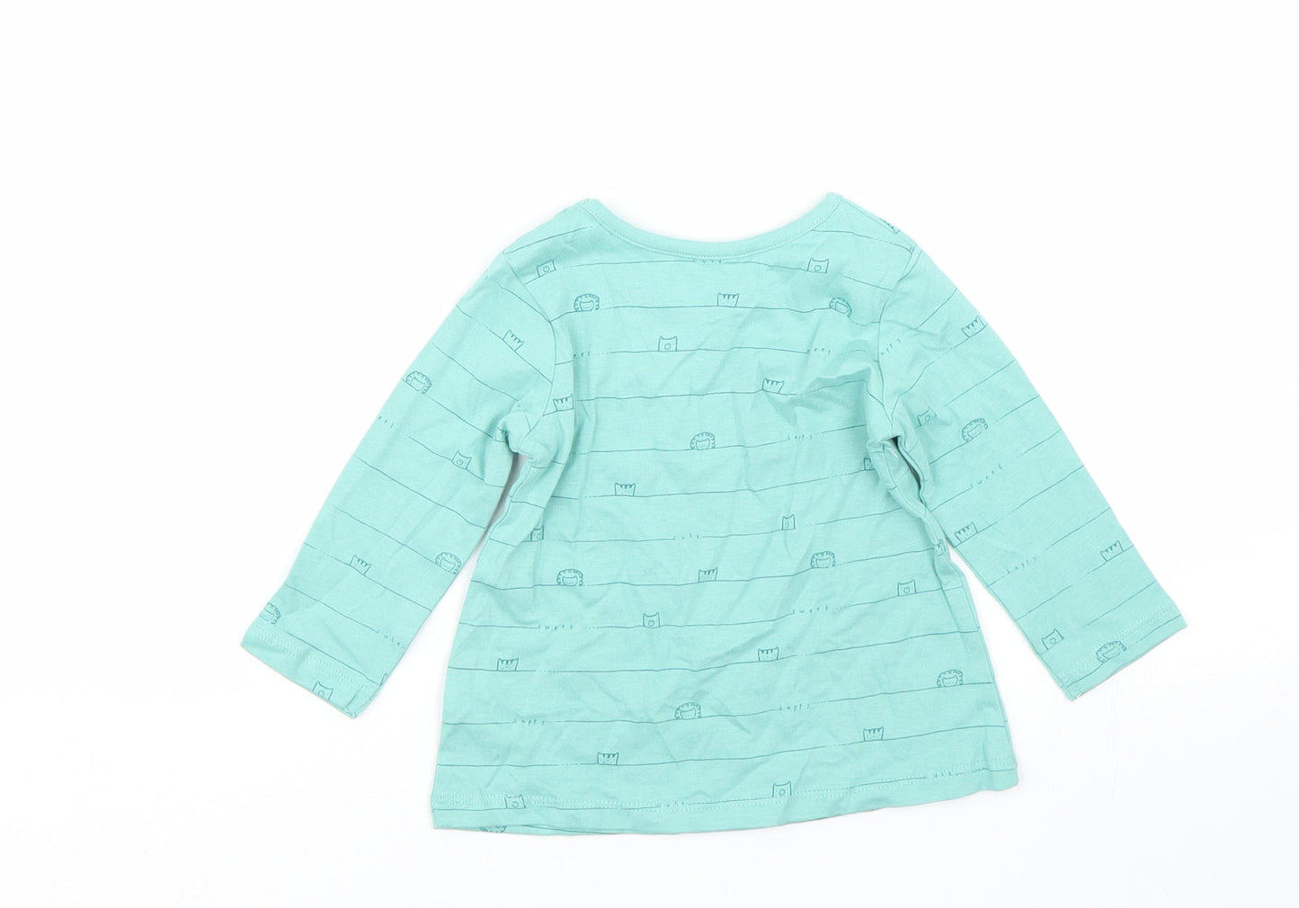 George Girls Green Striped  Basic T-Shirt Size 6-9 Months  - Animals