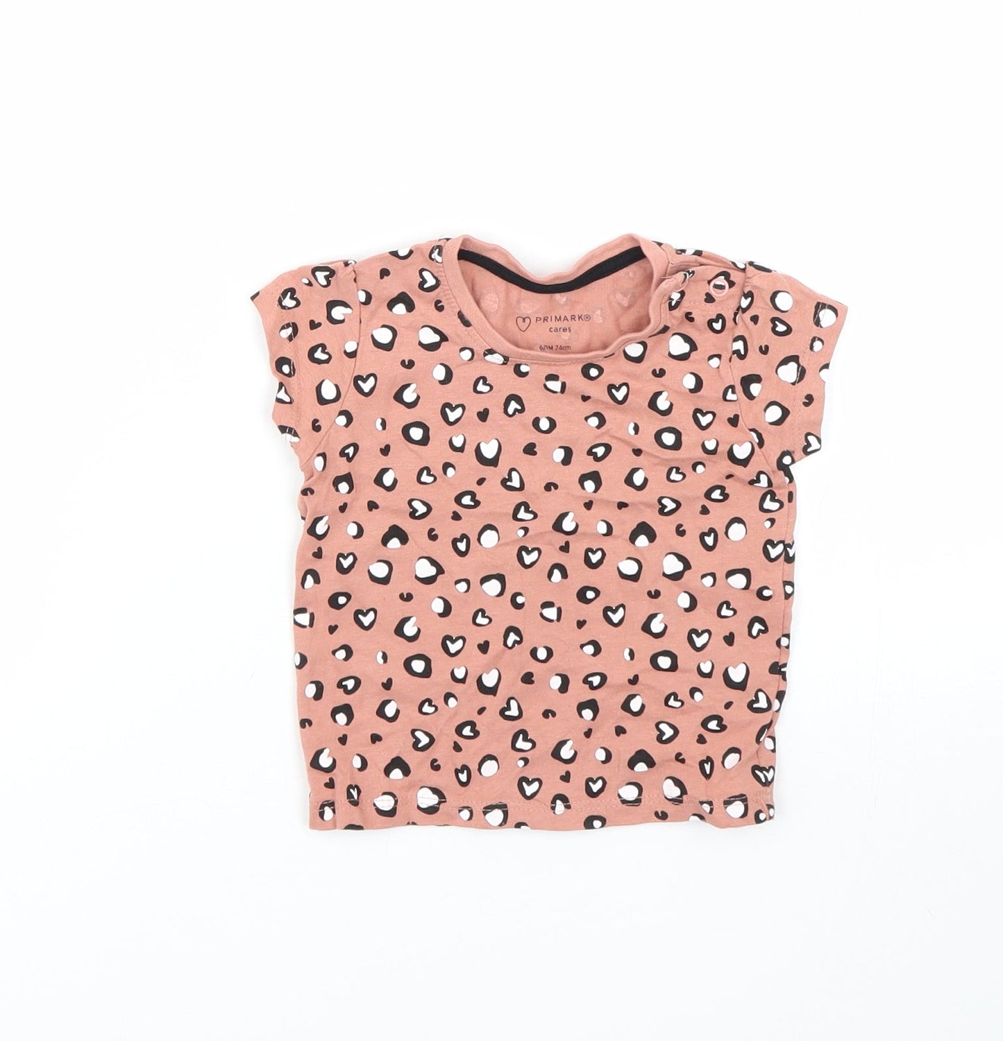 Primark Girls Pink Animal Print  Basic T-Shirt Size 6-9 Months