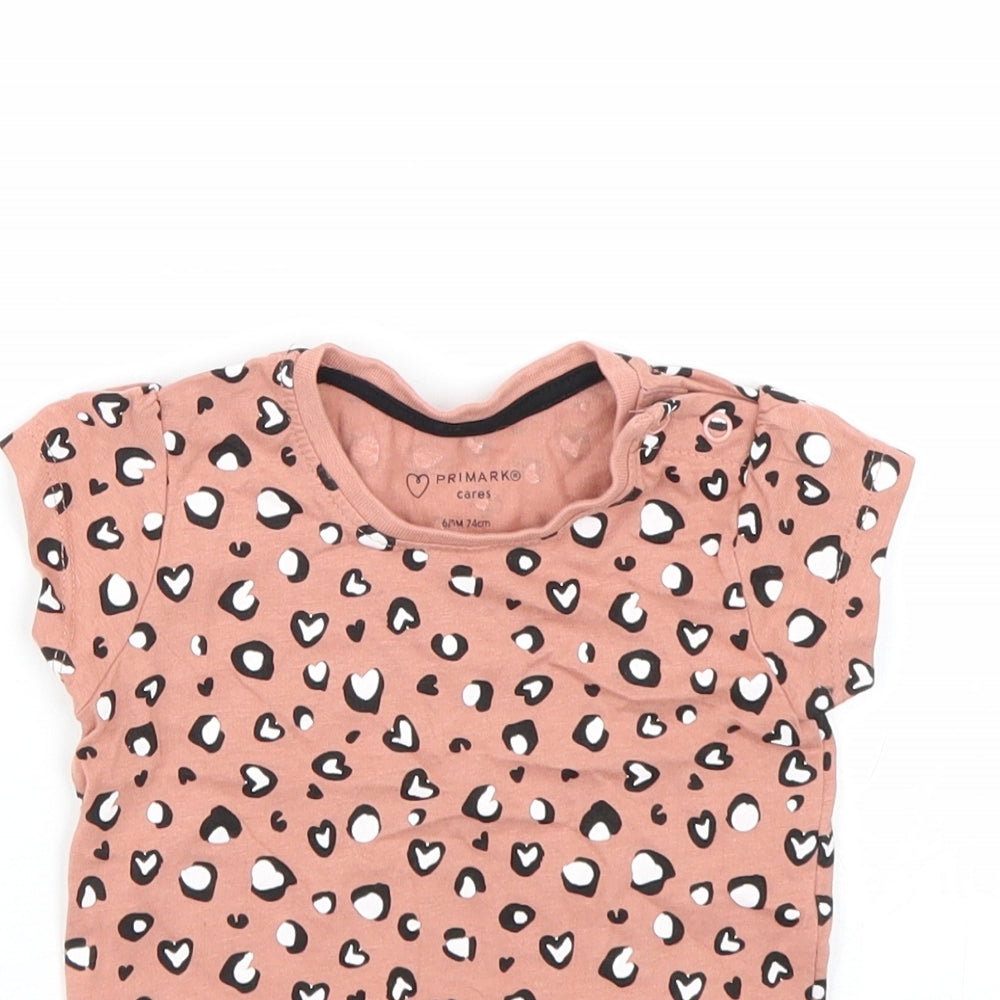 Primark Girls Pink Animal Print  Basic T-Shirt Size 6-9 Months