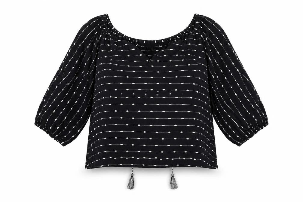F&F  Womens Black Striped  Basic Blouse Size 10