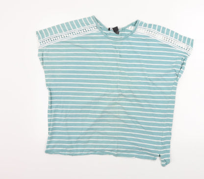 Preloved Primark   Womens Blue Striped  Basic T-Shirt Size XL - Front