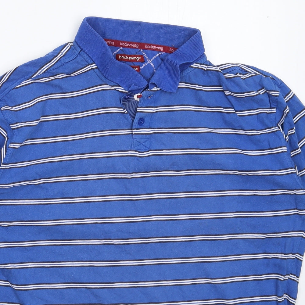 Backwing Mens Blue Striped   Polo Size XL