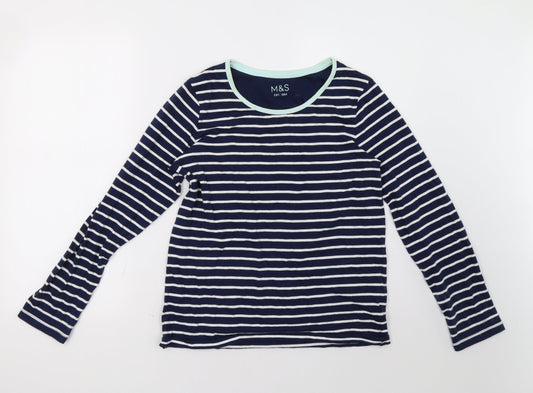 Marks and Spencer Girls Blue Striped  Pullover Sweatshirt Size 14-15 Years