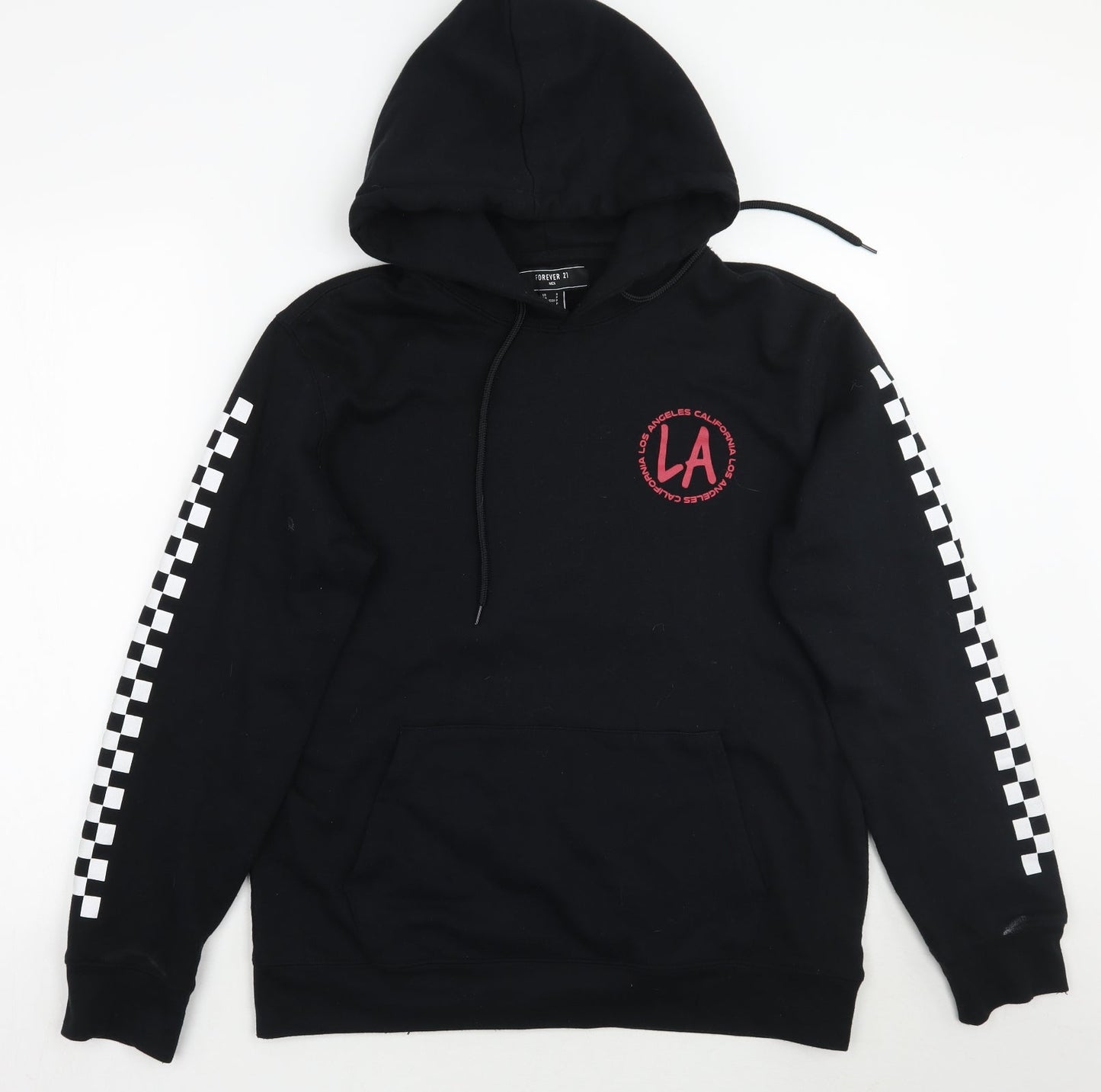 Forever21 Mens Black Check  Pullover Hoodie Size S