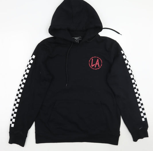 Preloved Forever21 Mens Black Check  Pullover Hoodie Size S - Front