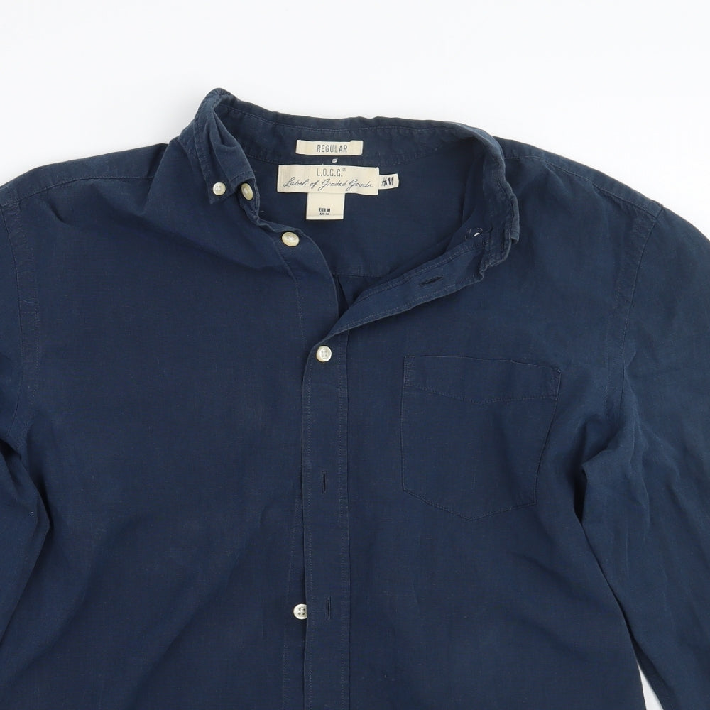 H&M Mens Blue    Button-Up Size M
