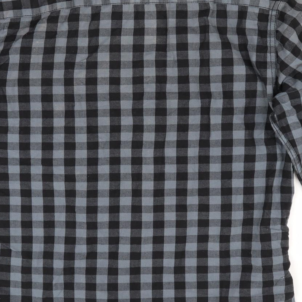 Easy Mens Black Check   Button-Up Size S