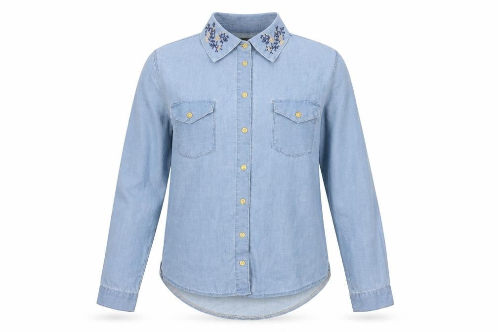 Topshop Womens Blue Floral  Basic Button-Up Size 6