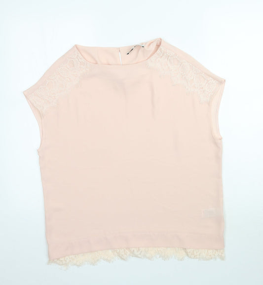 NEXT Womens Pink   Basic Blouse Size 12  - Lace detail