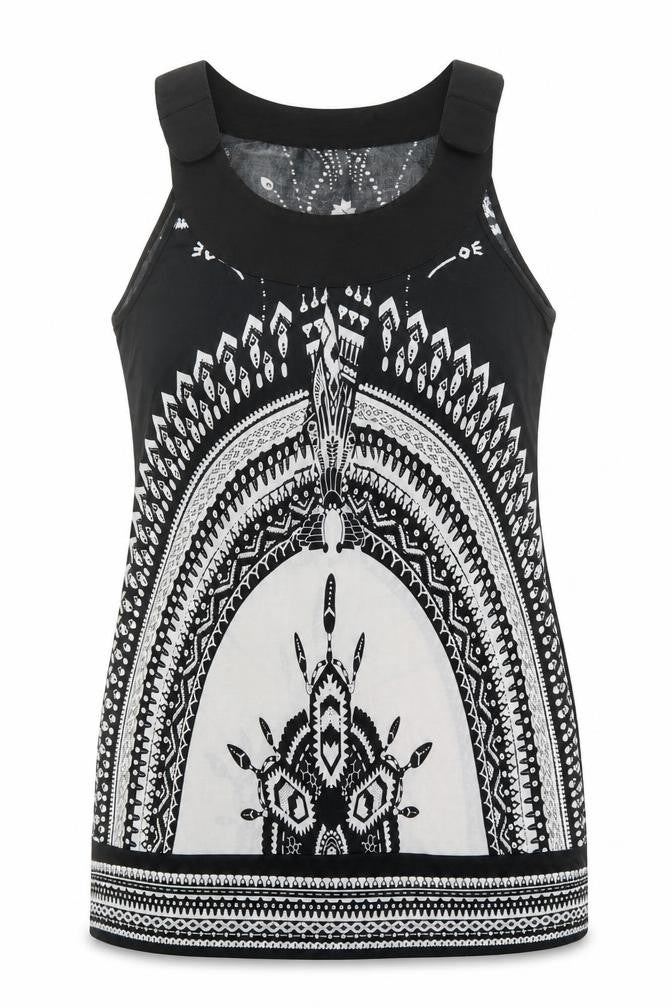 Pussycat London Womens Black Geometric  Basic Tank Size L