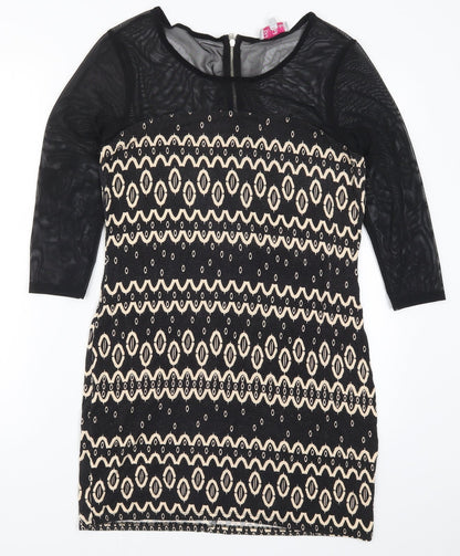 Be Beau Womens Black Geometric  Mini  Size 16