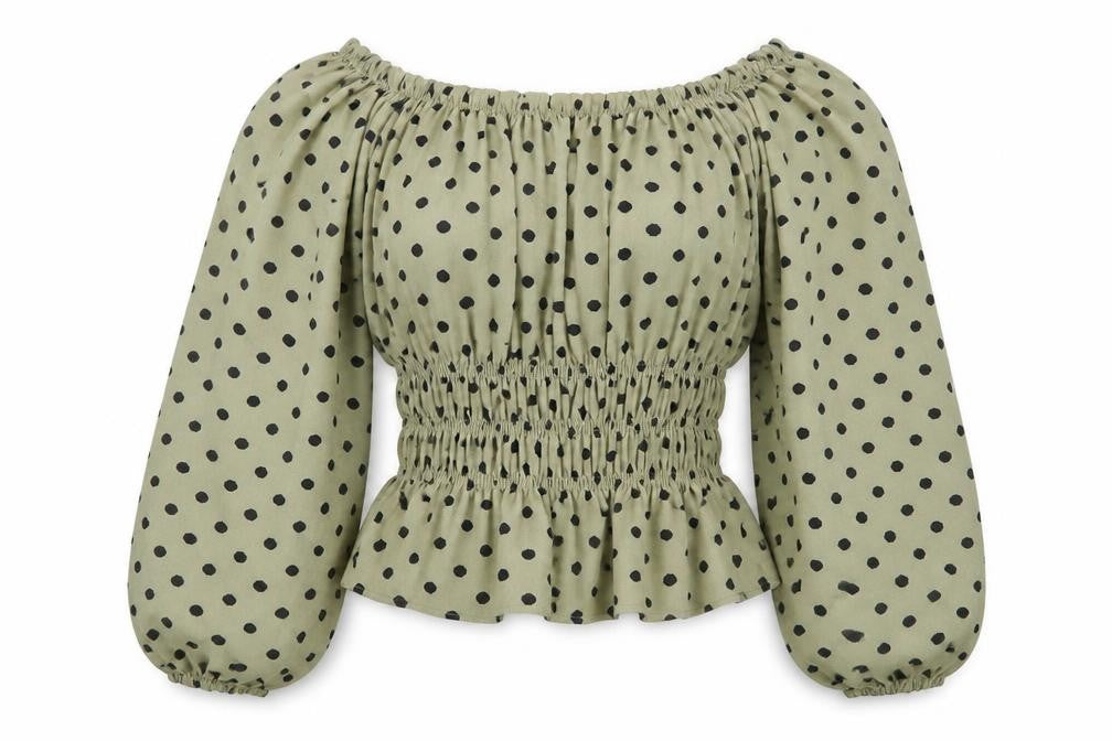 AX Paris Womens Green Polka Dot  Basic Blouse Size 8